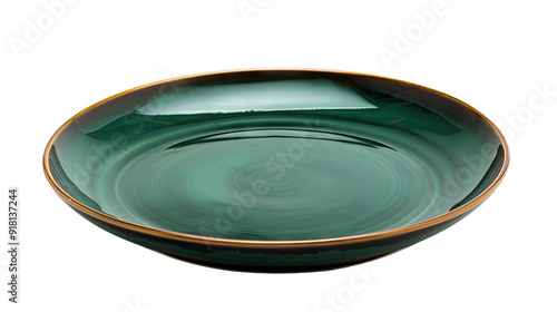 Ceramic Green Plate Isolated on Transparent Background PNG