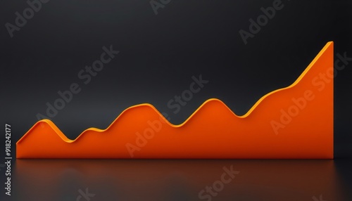 sleek 3d line graph with upward trend vibrant orange segments on black background each segment higher than the previous signifying effective budget control high-quality and