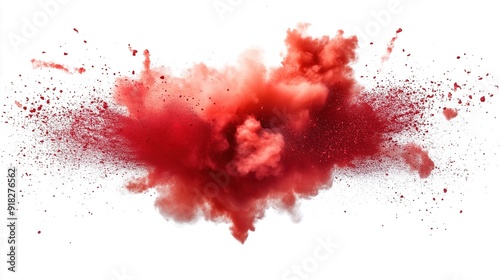 red color explosion isolated on white background