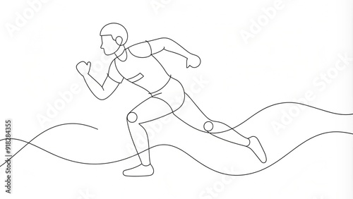 Continuous Line Drawing of an Athlete