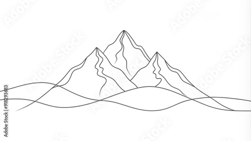 Continuous Line Drawing of a Mountain