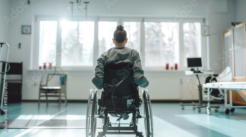 A person with a spinal cord injury in a rehabilitation setting.