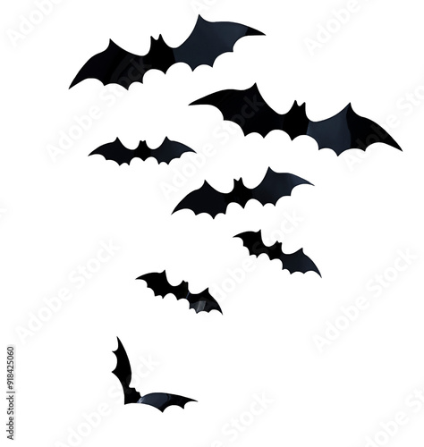 black bats on isolated white background