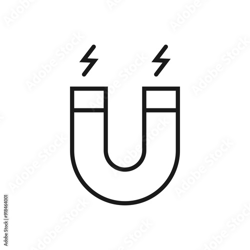 Magnet - line icon, editable stroke. Simple outline symbol. Vector illustration