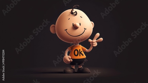 Charlie Brown 3D Render - OK Sign