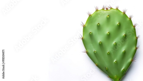 Nopal - prickly pear cactus is a plant of the Opuntia ficus indica - has a texture like okra and a taste like green beans, with a slight tart flavor. common in Latin cuisine. Isolated on white