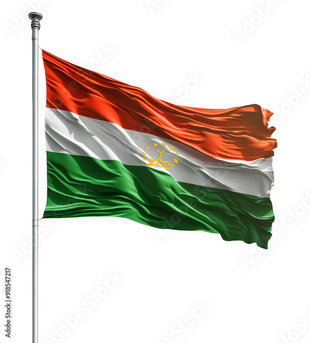 Tajikistan flag waving glorious on a flagpole