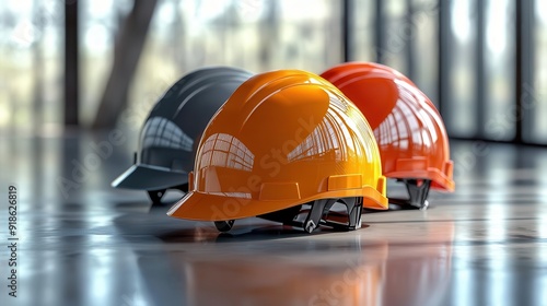 Safety helmets with visors, protective headgear for industrial use