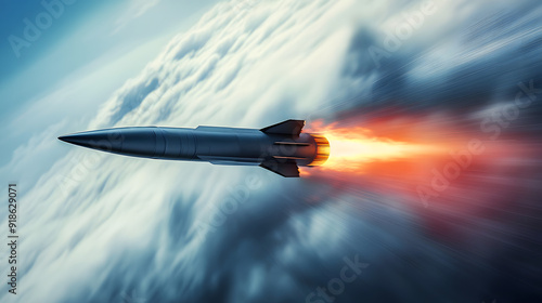 hypersonic missile in high speed flight.