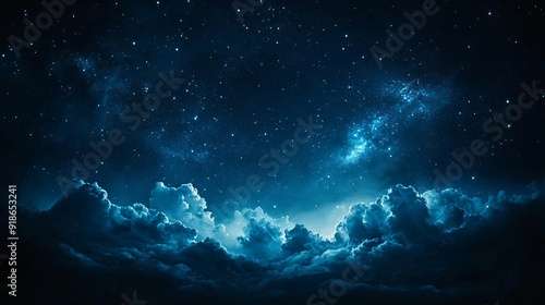 Starry Night Sky with Clouds