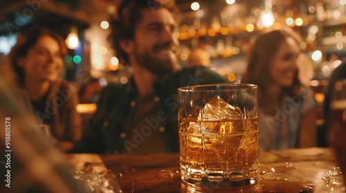 Celebrate whiskey on a friendly party in restaurant : Generative AI