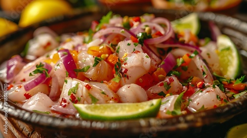 fish ceviche traditional peruvian food : Generative AI