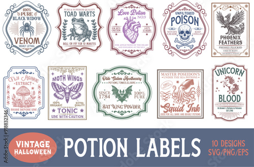 Vintage Halloween Potion Label Bundle 