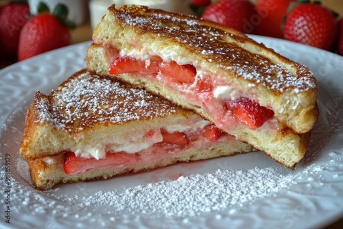 Cream cheese stuffed French toast with strawberries a healthier option