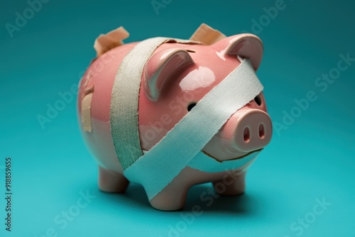 Damaged piggy bank symbolizing financial struggles