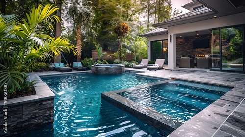 Dive into luxury with breathtaking backyard pool designs Transform your outdoor space into a paradise with our stunning pool photography : Generative AI