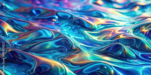 Abstract holographic background with iridescent blue texture