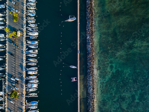 Boats Moored at Ala Wai Boat Harbor, Honolulu, O'ahu, Hawai'i