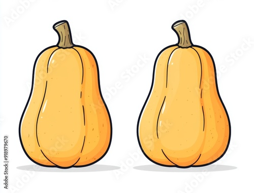 In this illustration, a yellow butternut squash cartoon is displayed against a white background.