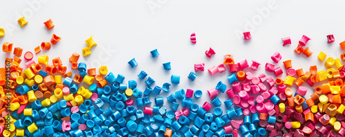 Colorful Plastic Granules on White Background