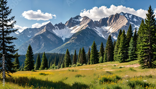 Vue sur les montagnes et la forêt alpine