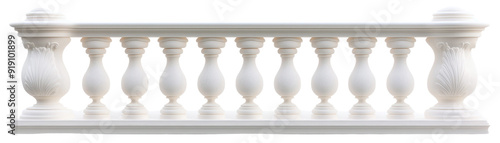 A white railing with a lot of detail on it