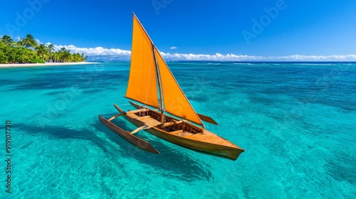 Traditional Polynesian outrigger canoe, ocean voyage