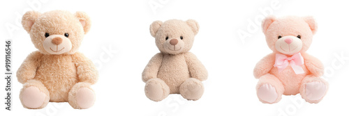 Soft teddy bear toy, plush texture, inviting expression, vibrant color, whimsical charm, perfect for cuddling, childhood comfort, versatile for decor or gifts, on clean white backdrop.