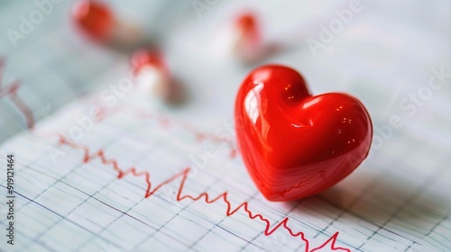 Medical Illustration of Arrhythmia: Complex Heart Rhythm Disorder Depicted with Electrical Impulses and Cardiac Anatomy