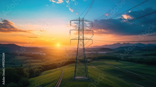 Electricity Tower at Sunset