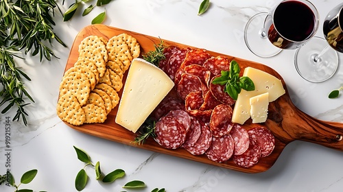 Delightful charcuterie board featuring cured meats, artisanal cheeses, and gourmet accompaniments, appetizer spread, epicurean delight, wine pairing, grazing table,