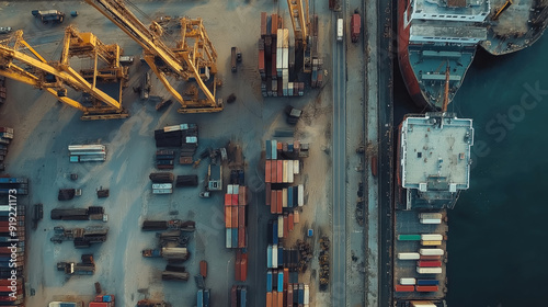 Top view of industrial port.