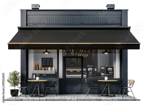 PNG Charming modern black coffee shop