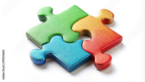 Isolated solitary jigsaw puzzle piece stands alone on a white background, symbolizing uniqueness, individuality, and the quest to find its perfect matching counterpart.