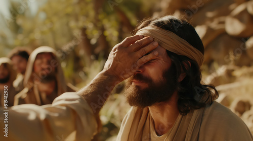 Jesus Christ Heals A Blind Man In A Powerful Biblical Scene