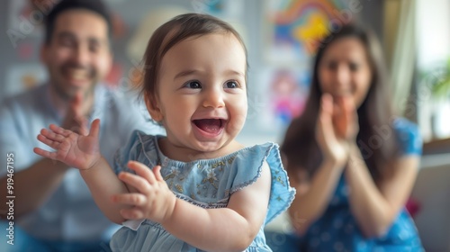 The joyful baby clapping