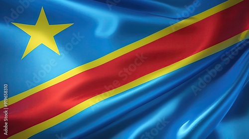 congolese flag for national Day or Independence Day of democratic republic of the congo