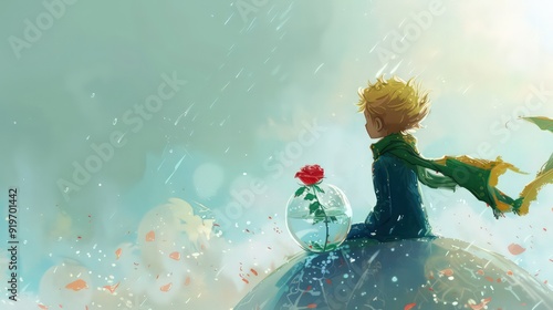 The Little Prince Contemplating His Rose