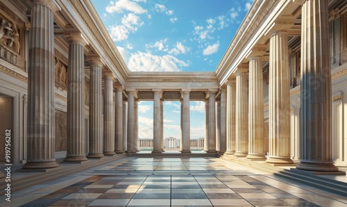 Neoclassical structures showcasing grandeur and columned porticos