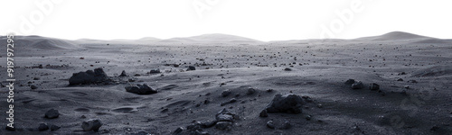 PNG Desolate lunar landscape with rocks.