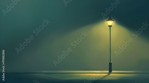 A street lamp casts a soft glow in the quiet of dusk.