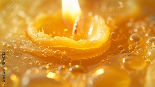 A macro shot of a beeswax candles melting point revealing the beautiful way the wax softens and changes shape as it burns.