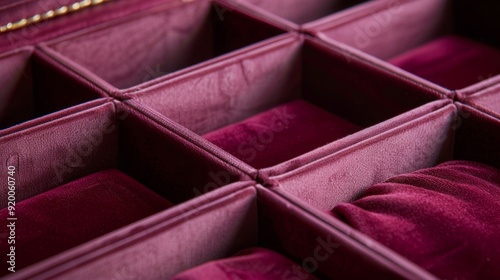 The interior of the jewelry box boasts a plush velvet lining in a rich wine color. The soft fabric provides a luxurious cushion for precious jewels and trinkets.