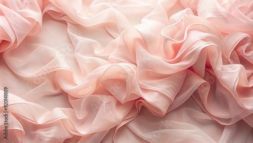 Light pink silk organza fabric with delicate ruffles , textile, texture, background, organza, silk, ruffles, light, pink