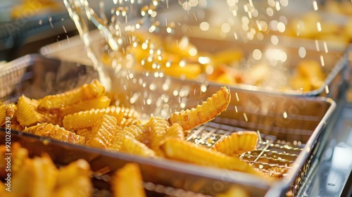 Frying: Technique of cooking food in hot oil or fat to achieve a crispy outside. Includes deep-frying, shallow frying, and pan-frying, used for meats, potatoes, and pastries. 