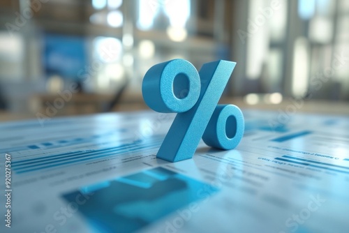 A modern 3D animation of an interest rate cut, depicted through falling financial indicators and a shrinking percentage sign. The high-resolution graphic uses a sleek, professional design