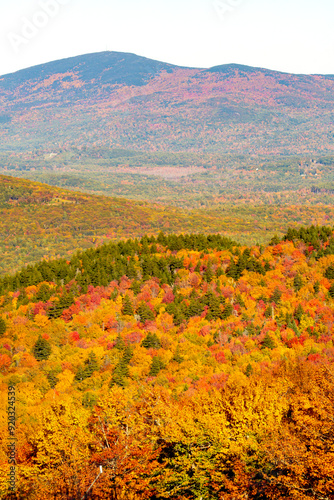 View of fall foliage from an overlook on Mount Sunapee.