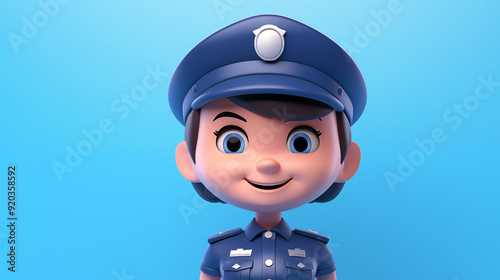 Cartoon 3D female police illustration picture 