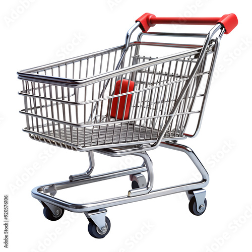 Empty shopping cart in store, supermarket, Shopping basket, isolated, white background