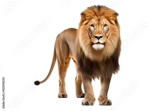 a lion standing on a white background